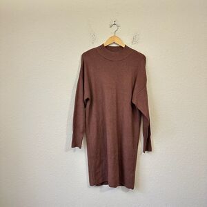ABERCROMBIE & FITCH Sweater Dress Brown Knit LS Mock Neck NWT